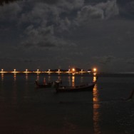 View from Rawai Beach at night with pier in background View from Rawai Beach at night with pier in background