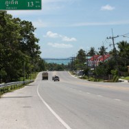 Hilltop road view with Chalong Bay in background Hilltop road view with Chalong Bay in background