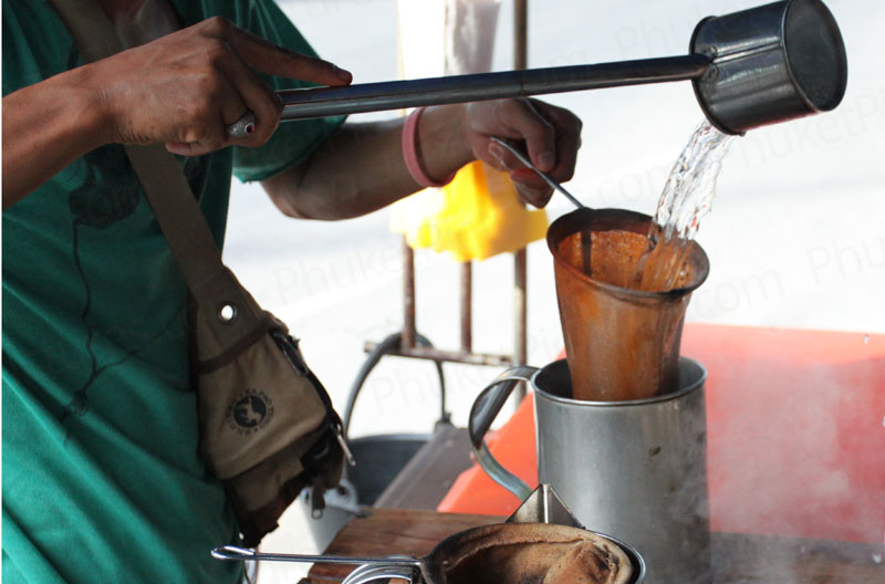 Thai coffee making by street vendor
